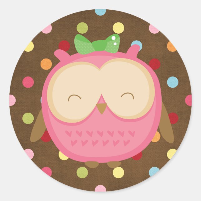 Pegatina Redonda Wise Owl Hoot (Anverso)