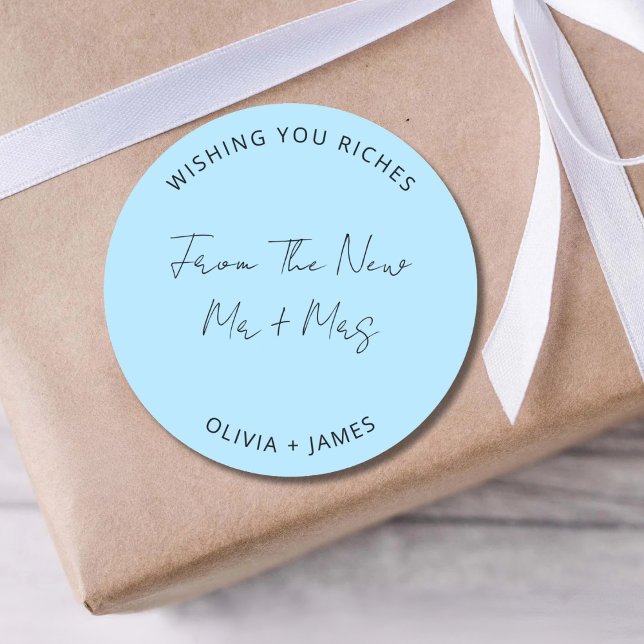 Pegatina Redonda Wishing You Riches From The New Mr Mrs Wedding Bag (Subido por el creador)