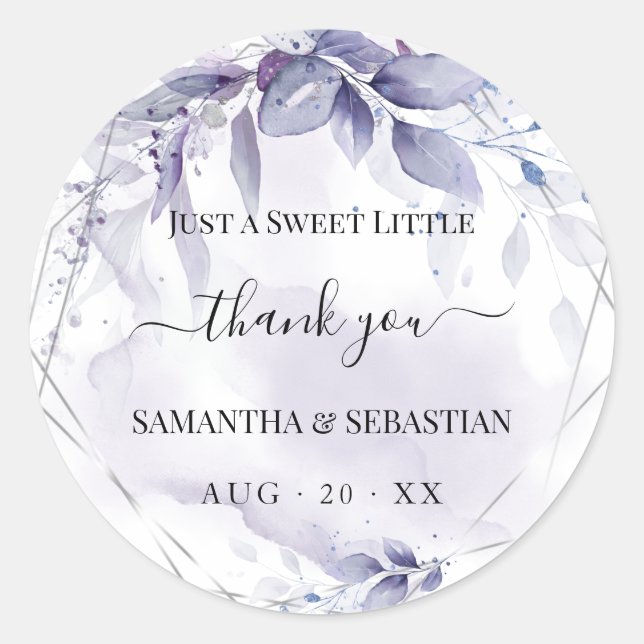 Pegatina Redonda Wispy Floral Dusty Plum Gracias (Anverso)