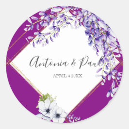 Pegatina Redonda Wisteria acuarela