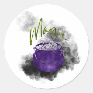 Pegatina Redonda Witch Cauldron Magic
