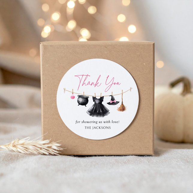 Pegatina Redonda Witch Halloween Baby Shower (Subido por el creador)