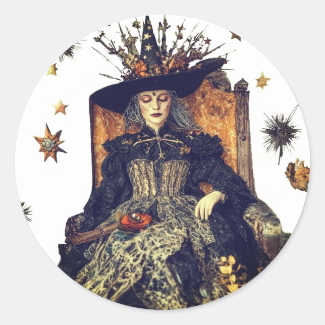 Pegatina Redonda Witch Naps (Anverso)