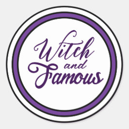 Pegatina Redonda Witch themed Purple Halloween Design