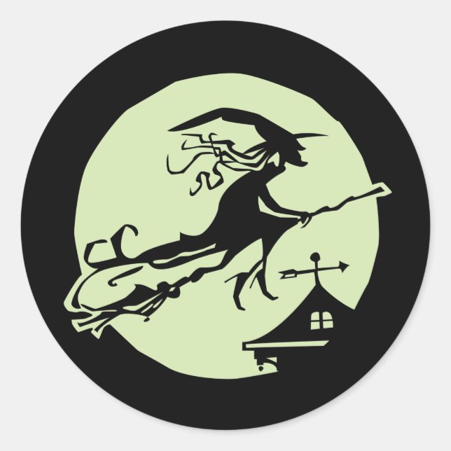 Pegatina Redonda Witch Vane Luna (Anverso)