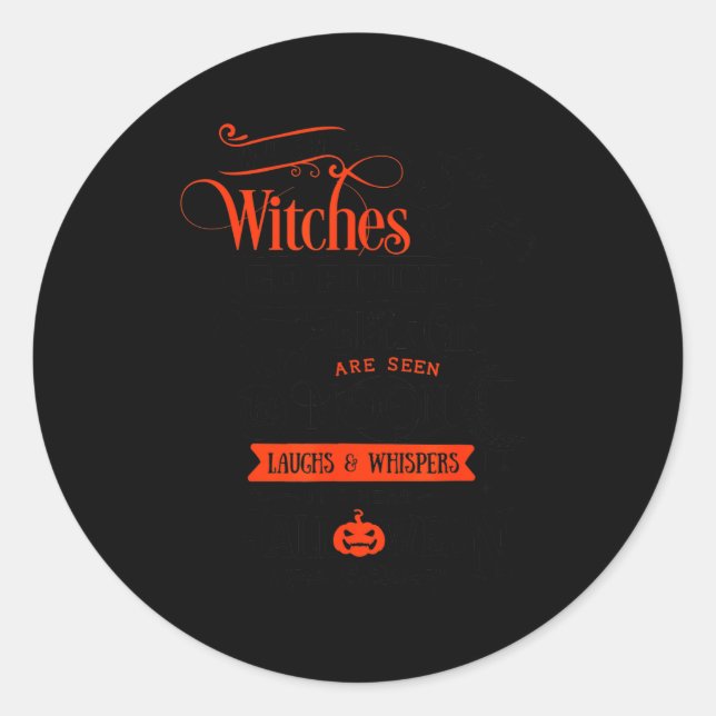 Pegatina Redonda Witches, Black Cats, And Moon Halloween  (Anverso)