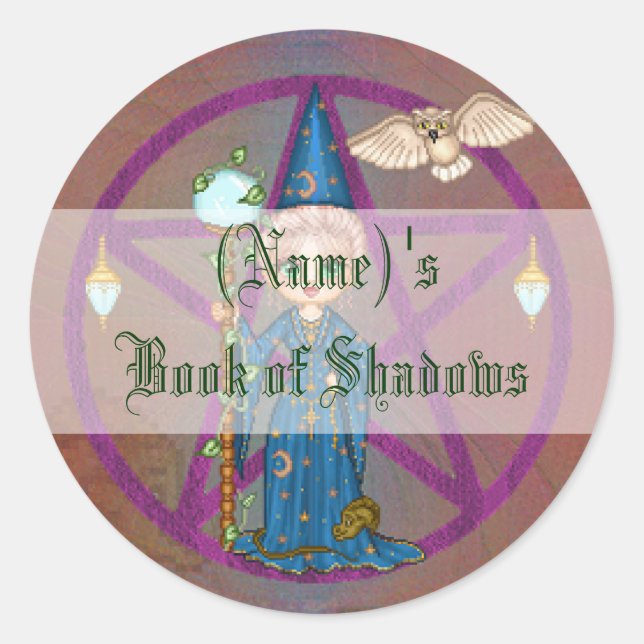 Pegatina Redonda Witchy Woman Penctacle Pixel Art (Anverso)