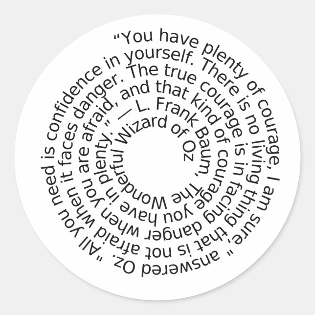 Pegatina Redonda Wizard of Oz courage quote sticker (Anverso)