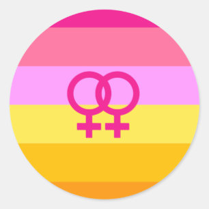 Pegatina Redonda WLW: Orgullo del Amanecer Lesbiano