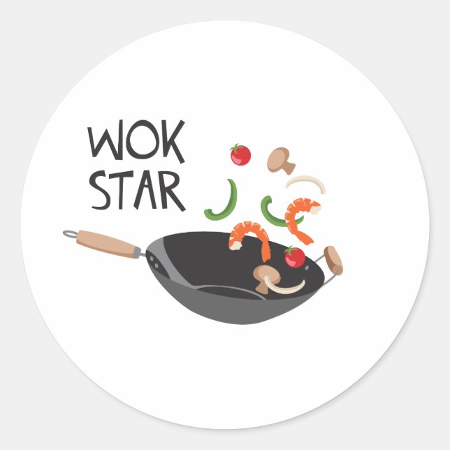 Pegatina Redonda Wok Star (Anverso)