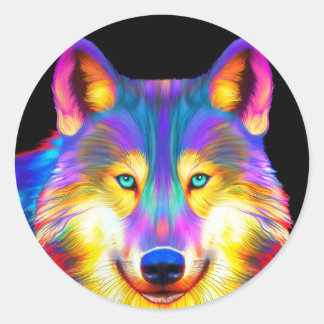 Pegatina Redonda Wolf