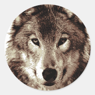 Pegatina Redonda Wolf