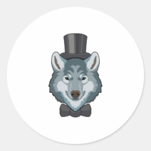 Pegatina Redonda Wolf as Groom con Bow