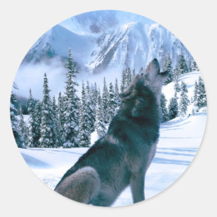 Pegatina Redonda Wolf Call