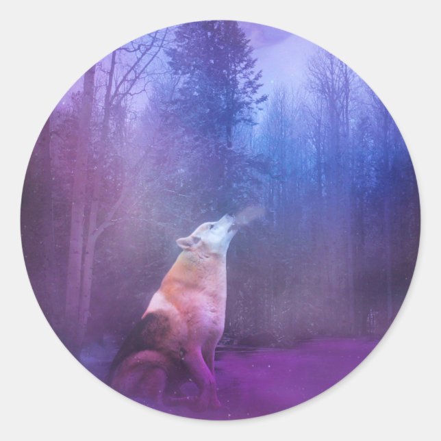 Pegatina Redonda Wolf Christmas Stickers (Anverso)
