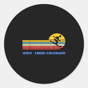 Pegatina Redonda Wolf Creek Colorado Esquí Esquiador Esquí Atardece