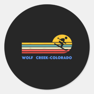 Pegatina Redonda Wolf Creek Colorado Esquí Esquiador Esquí Atardece