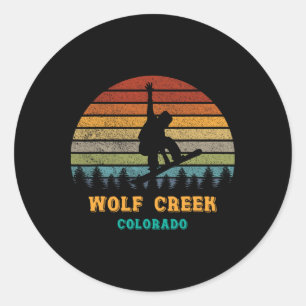 Pegatina Redonda Wolf Creek Colorado Vintage Sunset Snowboarding Sn