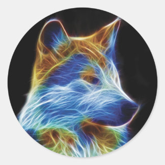 Pegatina Redonda Wolf Fractal