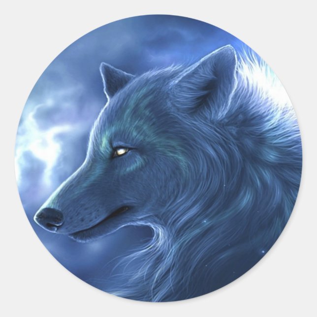 Pegatina Redonda Wolf Guardian (Anverso)
