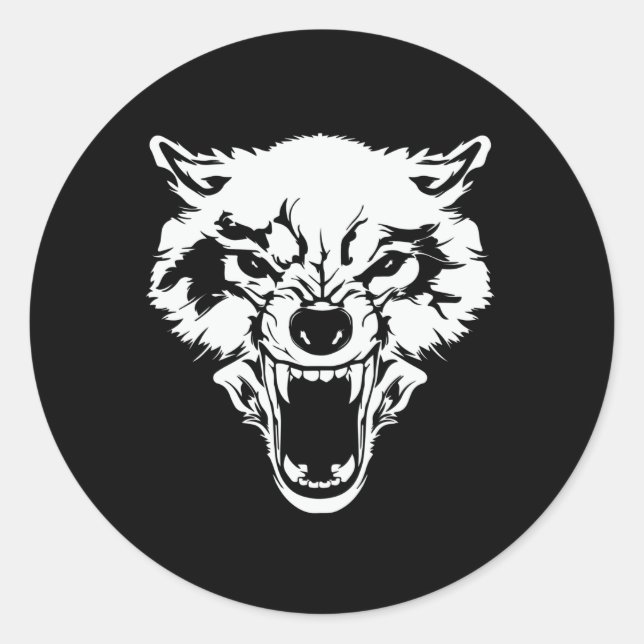Pegatina Redonda Wolf Head Bad Wolf (Anverso)