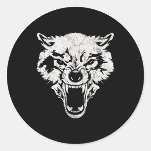 Pegatina Redonda Wolf Head Bad Wolf