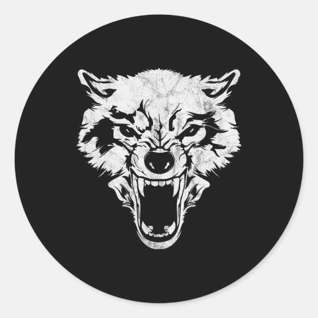 Pegatina Redonda Wolf Head Bad Wolf (Anverso)