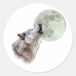 Pegatina Redonda Wolf Howling