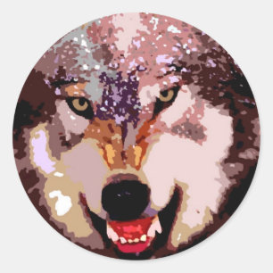 Pegatina Redonda Wolf in Snow