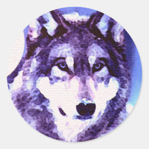 Pegatina Redonda Wolf Look - Lonely Wolf