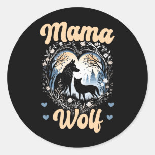 Pegatina Redonda Wolf Lover Día de la Madre Stemi Apparel Wolf Pack