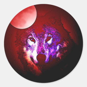 Pegatina Redonda Wolf & Moon