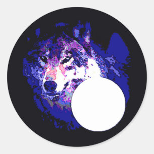 Pegatina Redonda Wolf & Moon