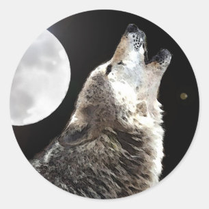Pegatina Redonda Wolf & Moon