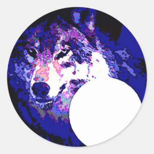 Pegatina Redonda Wolf & Moon