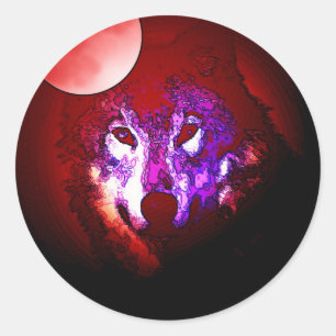 Pegatina Redonda Wolf & Moon
