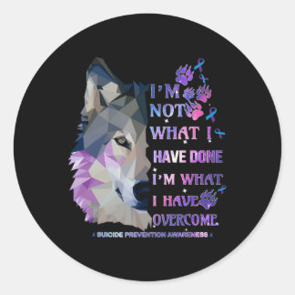 Pegatina Redonda Wolf No soy lo que he hecho, soy lo que he pasado