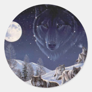 Pegatina Redonda Wolf Pack