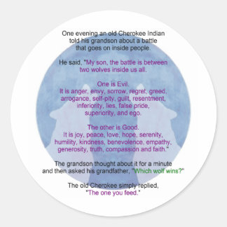Pegatina Redonda Wolf Wisdom