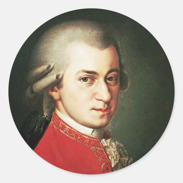 Pegatina Redonda Wolfgang Amadeus Mozart (Anverso)