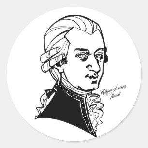 Pegatina Redonda Wolfgang Amadeus Mozart