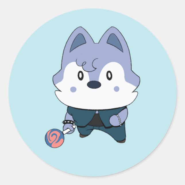 Pegatina Redonda Wolfie (ATE) (Anverso)