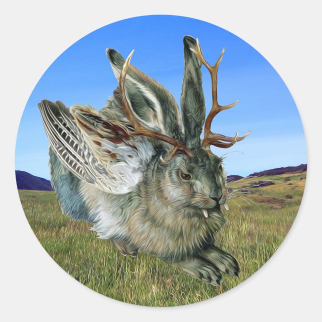Pegatina Redonda Wolpertinger (Anverso)