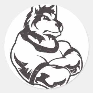 Pegatina Redonda Wolves o Wolf Mascot