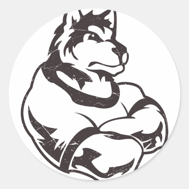 Pegatina Redonda Wolves o Wolf Mascot (Anverso)