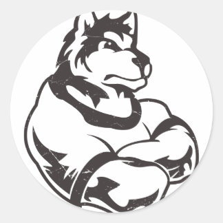 Pegatina Redonda Wolves o Wolf Mascot