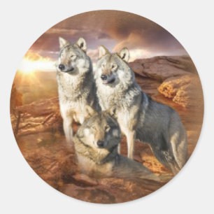 Pegatina Redonda Wolves Trio