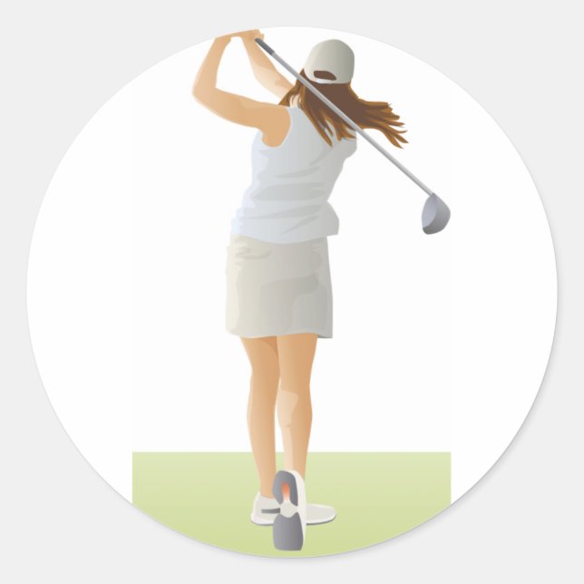 Pegatina Redonda Woman Golfer (Anverso)