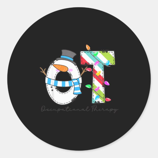 Pegatina Redonda Women Christmas Occupational Therapy Ot Ota Snowma (Anverso)
