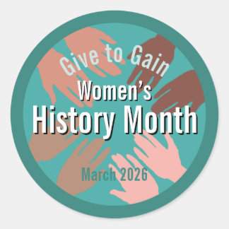 Pegatina Redonda Women’s History Month March 2026 Give to gain